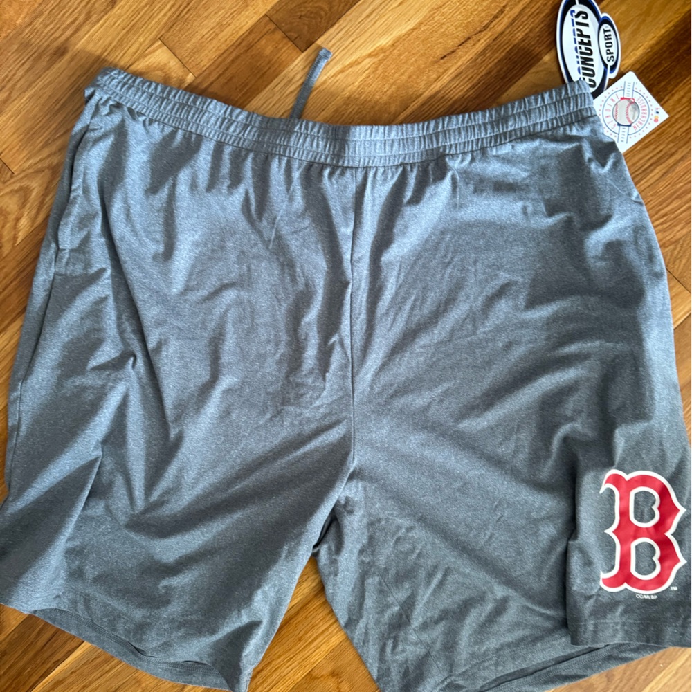 Gray Men's Shorts with Red Sox Logo
